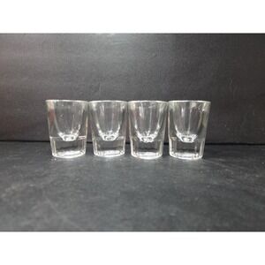 Libbey Shot Glasses, Set of 4, Clear Ribbed Panel Drinking Shooters, Fluted Base